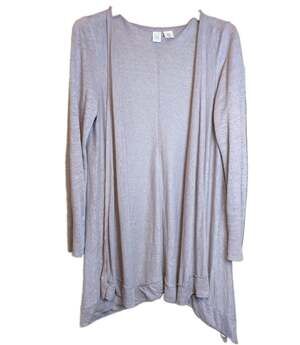 Artisan NY Women's M Lavender 100% Linen Open Front Duster Cardigan Asymmetrical